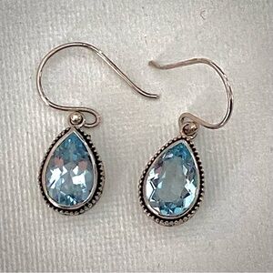 Sterling Silver And Natural Aquamarine Teardrop Earrings
